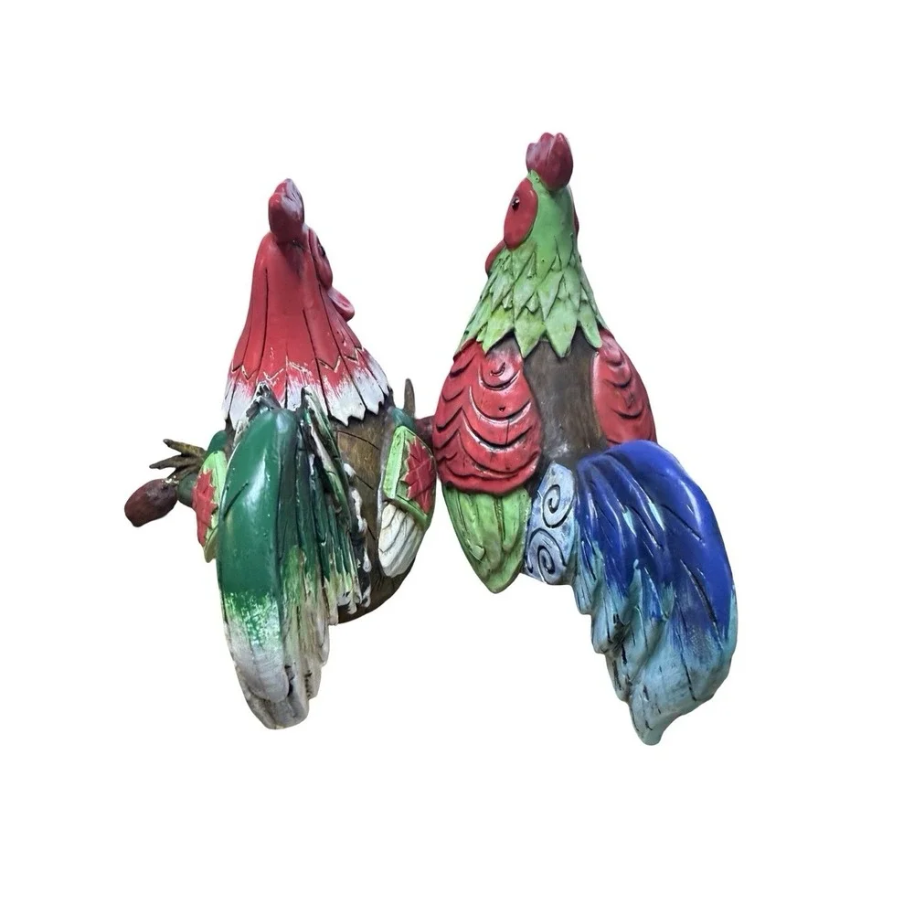 Rooster‎ Shelf Sitter Figurine Farmhouse Decor Dangling Legs Set Of 2